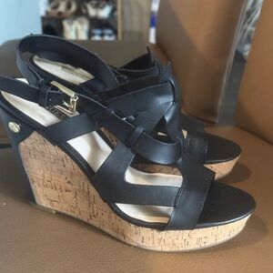 Guess Black Strappy Wedge Sandals